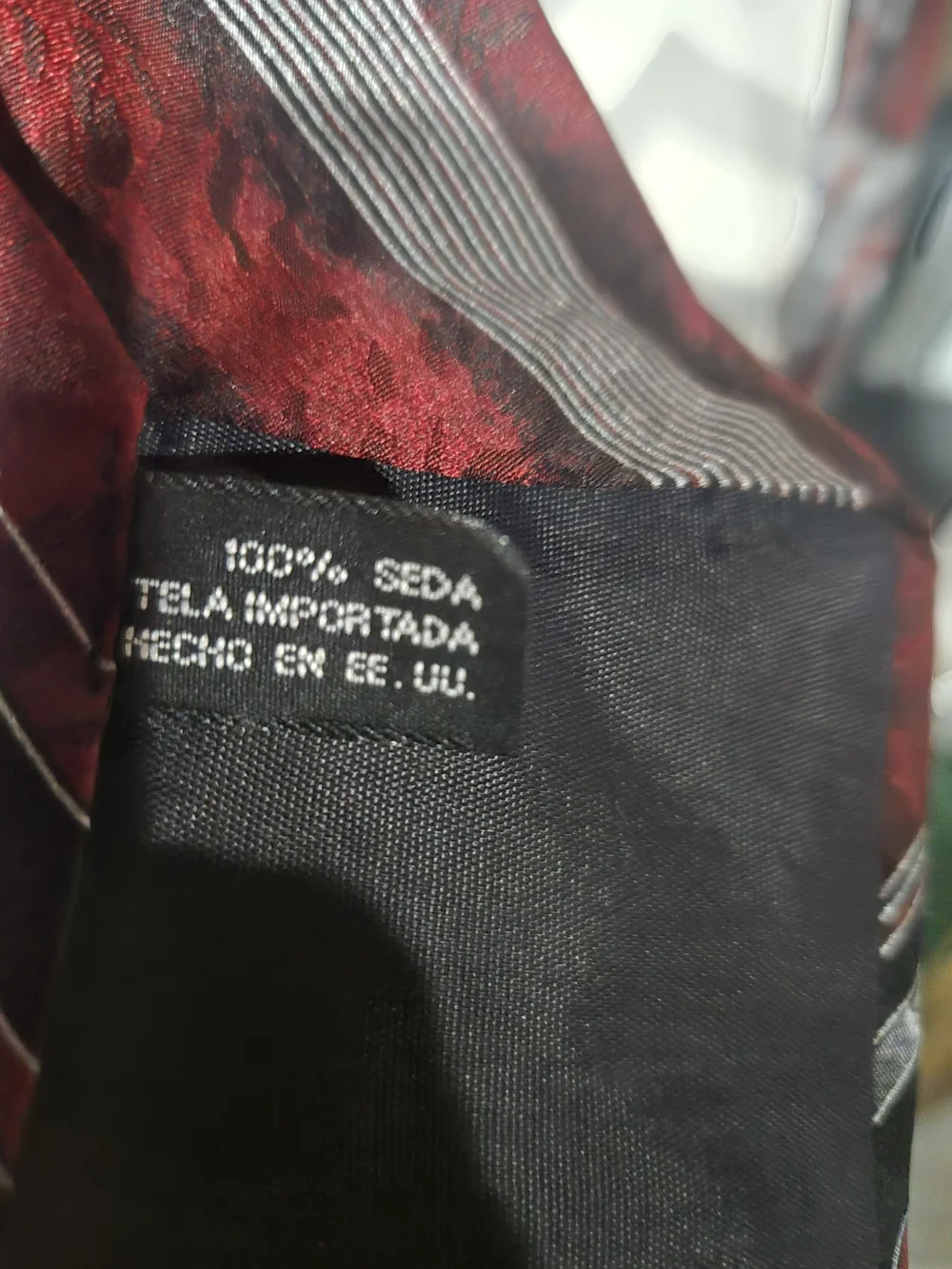 Conte Di Milano Slim Burgundy and Black Silk Tie with Geometric Motif
